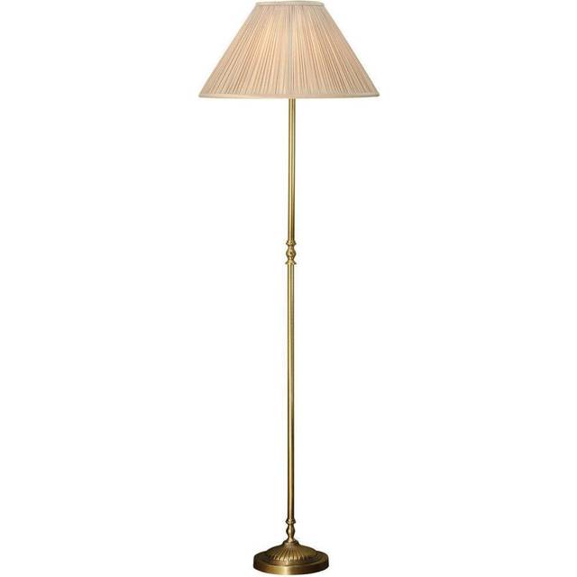 Luxury Georgian Floor Lamp Solid Brass & Beige Organza Pleated Shade 1.75m Tall