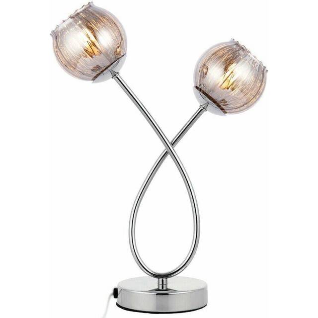 Touch On/Off Table Lamp Chrome & Smoke Mirror Glass Shade Pretty Bedside Light - Clear - One Size