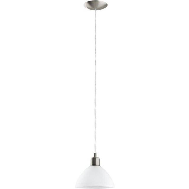 Pendant Light Colour Satin Nickel Shade White Glass Alabaster Bulb E27 1x60W
