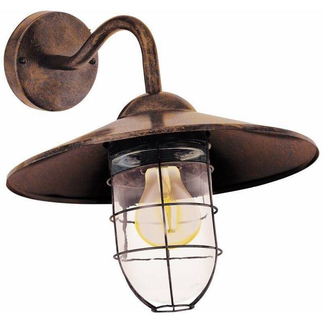 IP44 Outdoor Wall Light Antique Copper Shade Fisherman Lamp 1 x 60W E27 Bulb