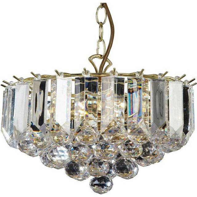 3 Light Chandelier Pendant Brass & Acrylic Shade Hanging Ceiling Lamp Holder