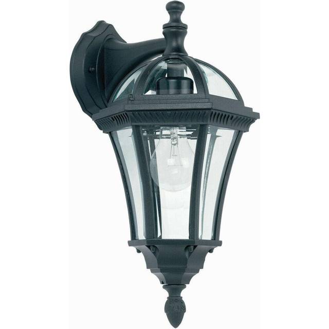 IP44 Outdoor Wall Light Matt Black & Glass Traditional Lantern Down Porch Path