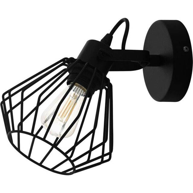Wall Flush Ceiling Light Colour Black Shade Open Wire Frame Bulb E27 1x40W