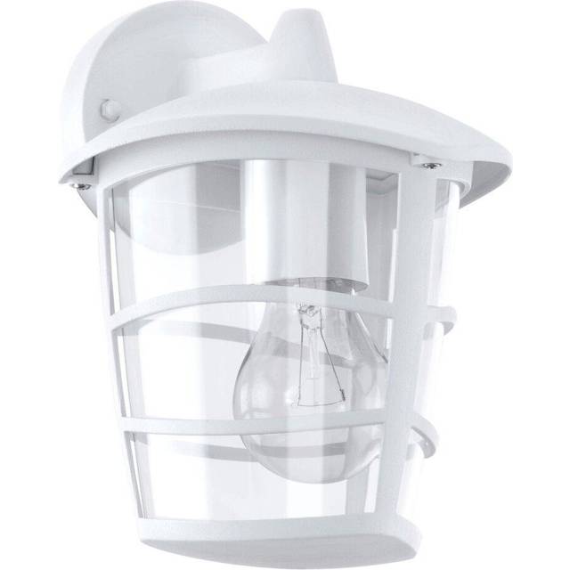IP44 Outdoor Wall Light White & Glass Lantern 1 x 60W E27 Bulb Porch Lamp Down