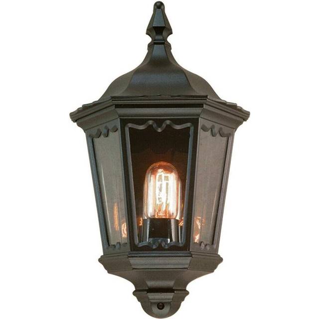 Outdoor Rated IP43 1 Bulb Half Lantern Wall Light Black LED E27 100W