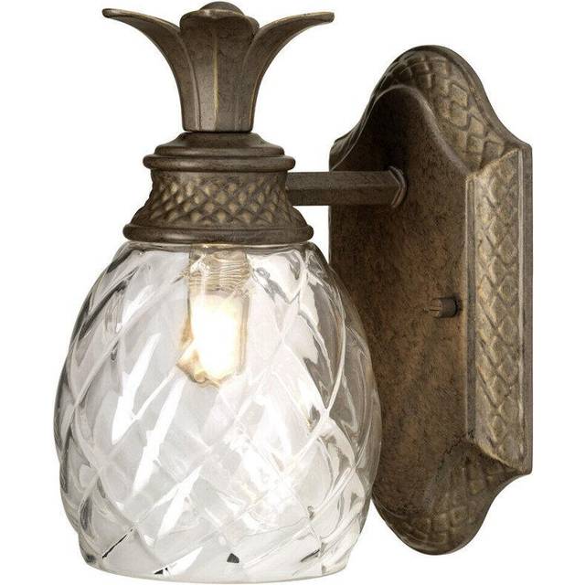 IP44 Wall Light Pineapple Shaped Clear Optic Glass Pearl Bronze LED G9 3.5W