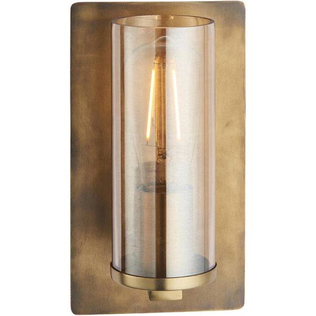 Antique Brass Patina Wall Lamp Light & Champagne Glass Shade - 10W E27 LED