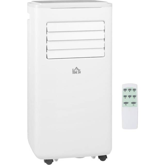 Homcom 9,000 Btu Portable Air Conditioner, Smart Home Wifi Compatible, Dehumidifier Cooling Fan For Room Up To 20m², With Remote, Led Display White