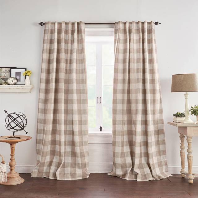 Elrene Home Fashions Farmhouse Living Grainger Buffalo-Check Blackout Window Curtain, Living Room and Bedroom Drape with Rod Pocket Tabs, 52