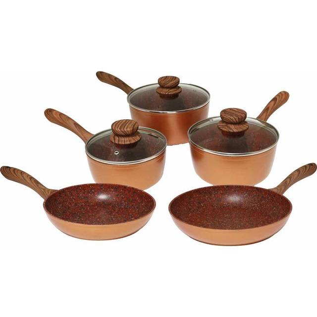JML Copper Stone 5 Piece Saucepan and Frying Pan Set