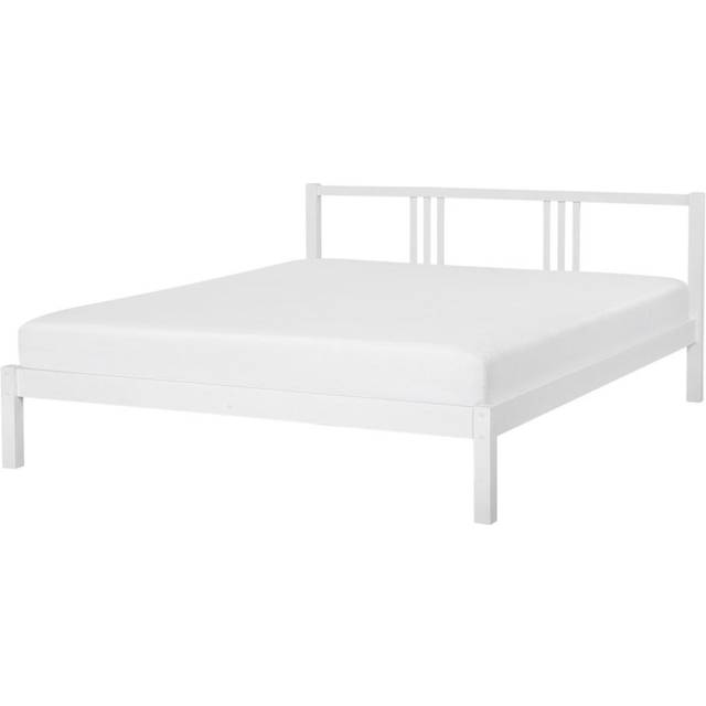 Beliani Bed Pine Wood Vannes 180 X 200 Cm Eu Super King White, White