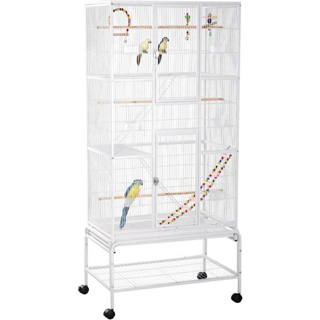 PawHut 3 Tier Bird Cage W/ Stand Toy - for Canary Finch Cockatiel Parakeet Budgie | TJ Hughes