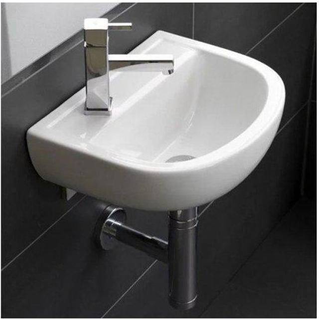RAK Ceramics Compact Left Hand Doc M Basin with 1 Tap Hole and No Overflow | White | 380mm