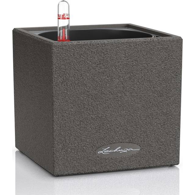 Canto Stone Square Poly Resin Indoor Self-Watering Planter - Graphite black - Black