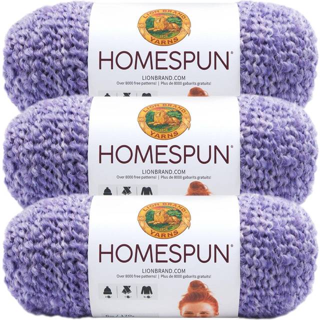 Lion Brand Yarn Homespun Yarn  Soft Bulky Yarn for Knitting  Crocheting  and Crafting  3 Pack  Purple Aster