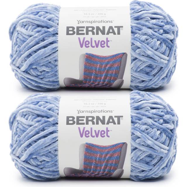 Bernat Velvet Smokey Blue Yarn - 2 Pack of 300g/10.5oz - Polyester - 5 Bulky - 315 Yards - Knitting/Crochet