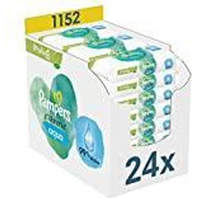 Pampers Harmoni Aqua Baby våtservetter (24 x 48 stycken), milt skydd för känslig hud med 99% vatten, 1 152 handdukar