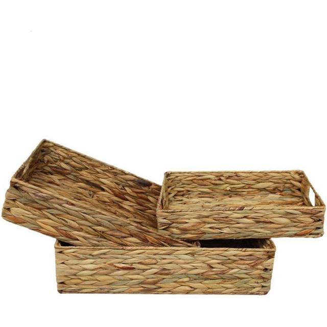 Water Hyacinth Shallow Rectangular Storage Basket - Set of 3
