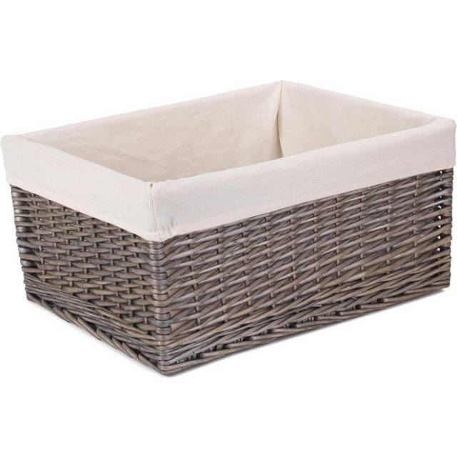 Jumbo Antique Wash Wicker Storage Basket - White