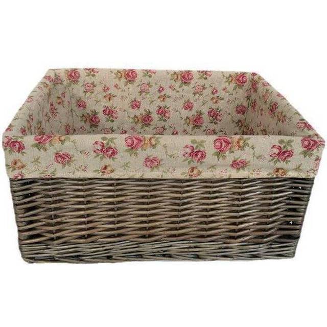 Antique Wash Garden Rose Willow Storage Baskets - Large