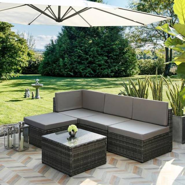 Sorrento Garden Corner Sofa Set - Grey/Grey