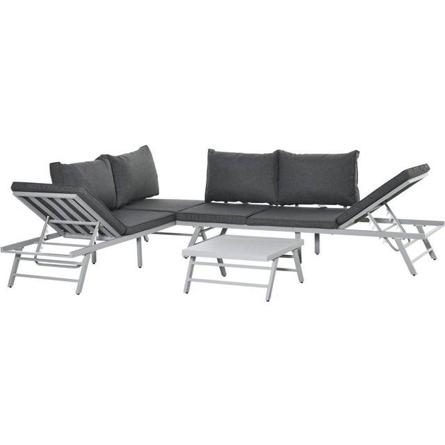 Outsunny 3 Pcs Garden Seating Set w/ Sofa Lounge Table Outdoor Patio Furniture | TJ Hughes