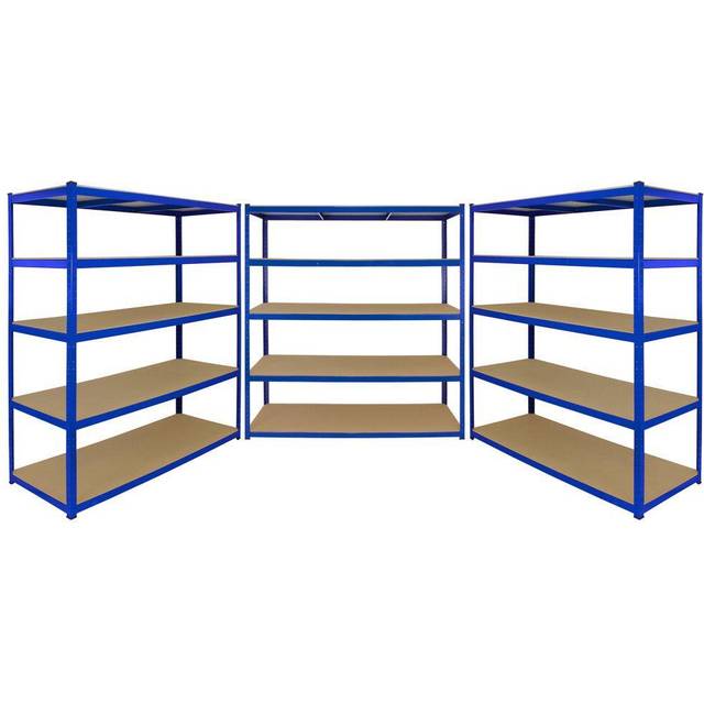 Monster Racking T-rax 3 X Extra Wide Storage Shelves, Blue, 160Cm W, 60Cm D, Blue