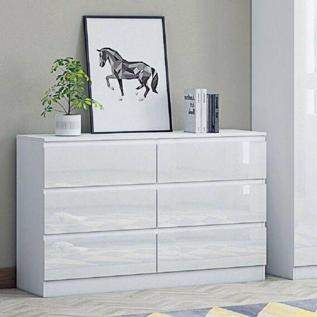 Gloss White Chest Of Drawers - White / 6