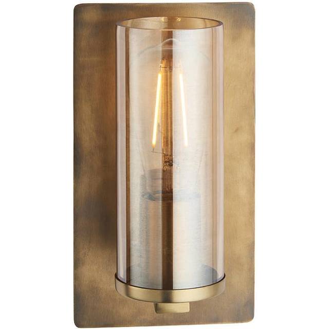 Merano Palermo Brass Patina and Champagne Lustre Glass Wall Lamp - Brown - 13.8 x 14 x 25cm