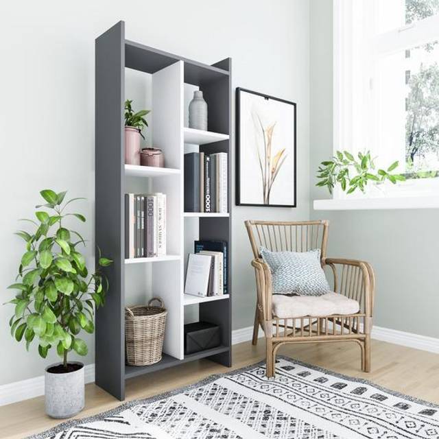 Decorotika - Eden Modern Bookcase Bookshelf Shelving Unit Display Unit - Anthracite/White
