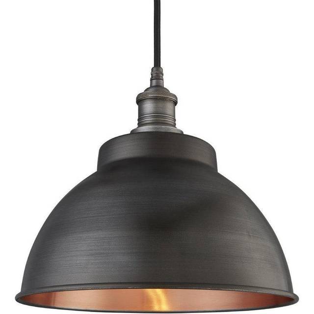 Brooklyn Outdoor & Bathroom Dome Pendant, 13 Inch, Pewter & Copper, Copper Holder - One Size