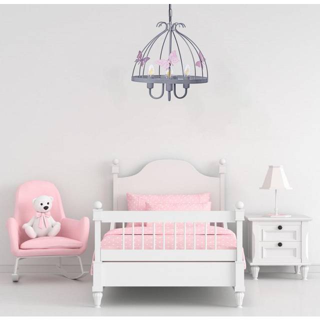 Kago Pendant Hand Made Ceiling Lamp With Butterfly Theme - Grey - One Size