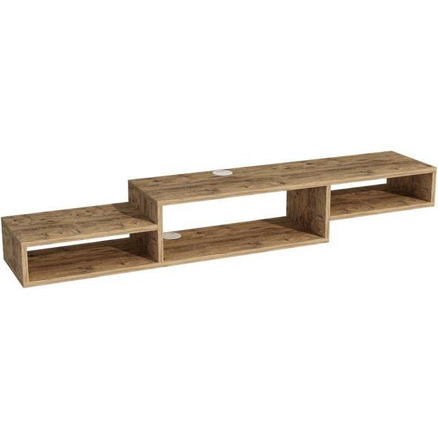 Floating TV Unit TV Stand with Shelves Loretta - Atlantic Pine - Orange