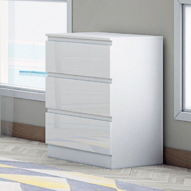 FWStyle Stora 3 Drawer White Gloss Chest Of Drawers