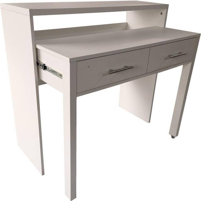 (Black) Regis Extending Console Desk with 2 Drawers