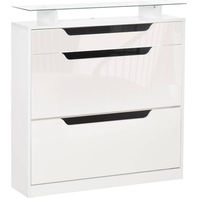 White Slimline Shoe Cabinet - HOMCOM | TJ Hughes