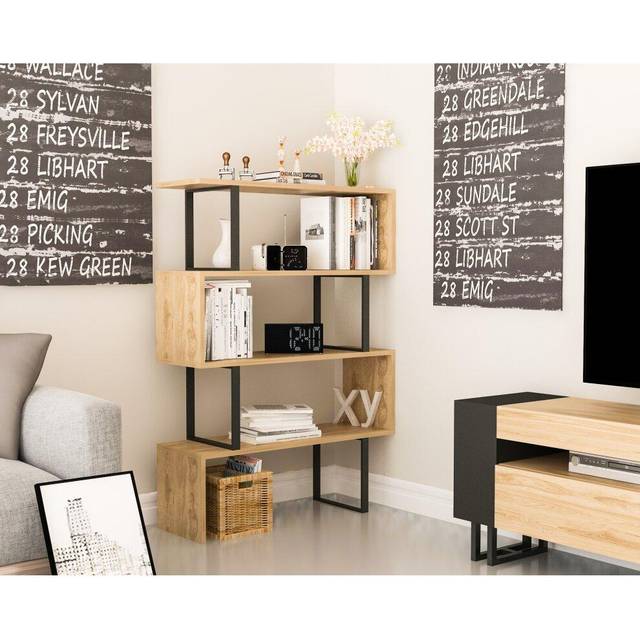 Adriana Bookcase Shelving Unit Display Shelf - Black And Oud - Decorotika