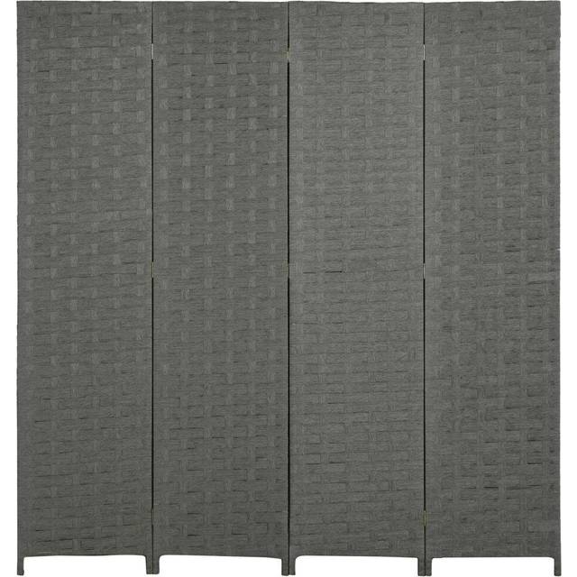 HOMCOM 4 Panel Folding Room Dividers For Wall Privacy Screen Panels - Grey, Grey