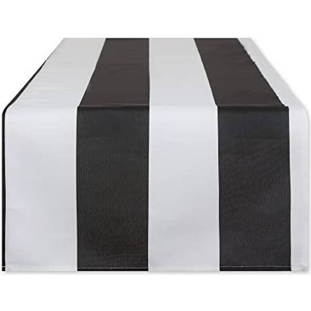 BLACK CABANA STRIPE PRINT OUTDOOR TABLE RUNNER 14x72