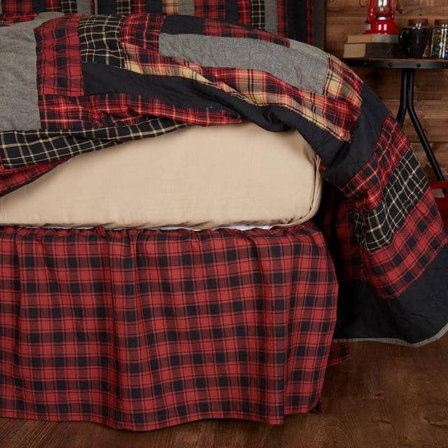 VHC Brands Rustic & Lodge Cumberland Bedding Accessory  Twin Skirt 39x76x16  Chili Pepper Red