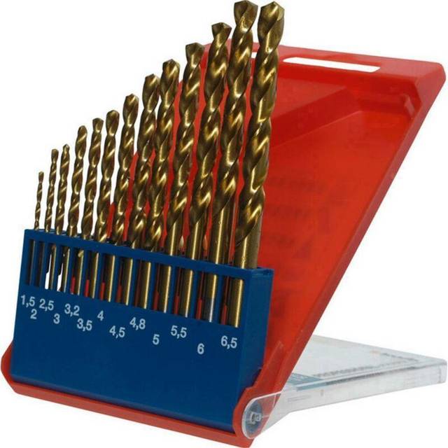 HSS-TIN Titan Metal Drill Set - Drill Set, 13-Piece, Ã 1.5 to 6.5 mm (Slope 0.5 mm) and 3.3 and 4.2 mm