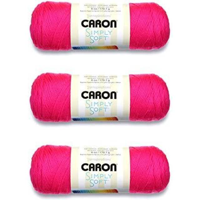 Caron Simply Soft Neon Pink Yarn - 3 Pack of 170g/6oz - Acrylic - 4 Medium (Worsted) - 315 Yards - Knitting/Crochet