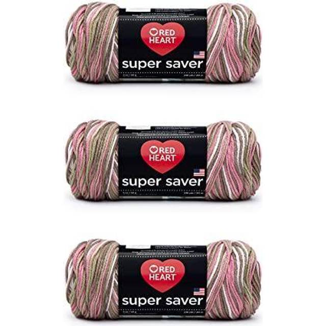 Red Heart Super Saver Pink camo Yarn - 3 Pack of 198g7oz - Acrylic - 4 Medium (Worsted) - 364 Yards - Knittingcrochet