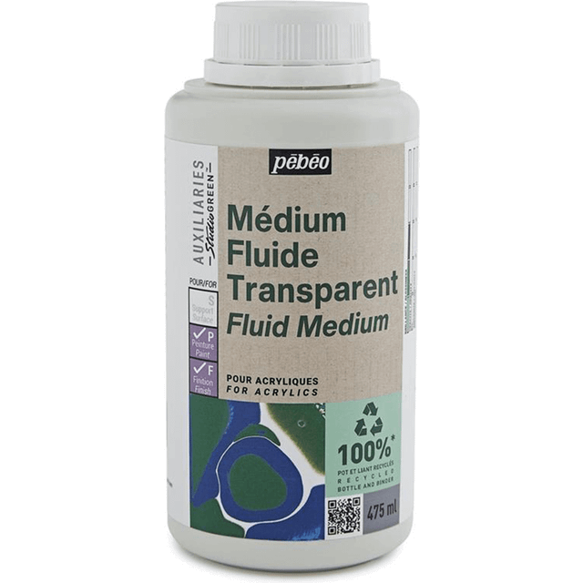Pebeo Transparent Fluid Medium Studio Green 475ml