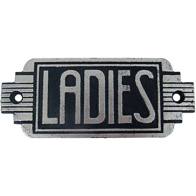 Streamlined Art Deco Cast Iron Ladies Room Door Sign