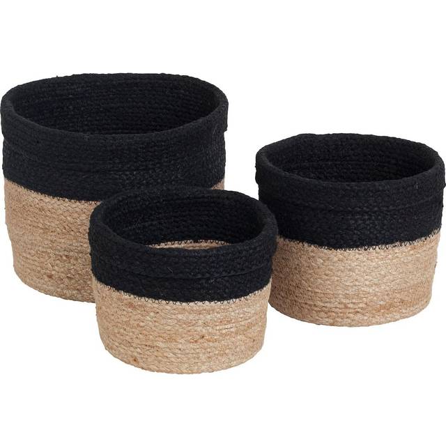 Dixie Elin förvaringskorg 3-pack Natur-svart - Beige