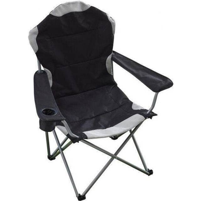 (Black, 1 Chair) Hyfive Folding Camping Chairs Heavy Duty Padded