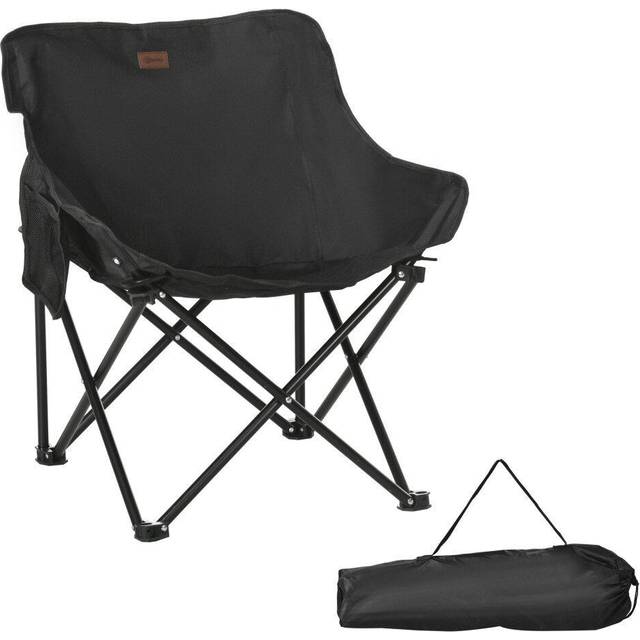 Outsunny Folding Camping Chair, Lightweight with Carry Bag, Storage Pocket, Ideal for Festivals, Fishing, Beach, Hiking, Black Aosom UK