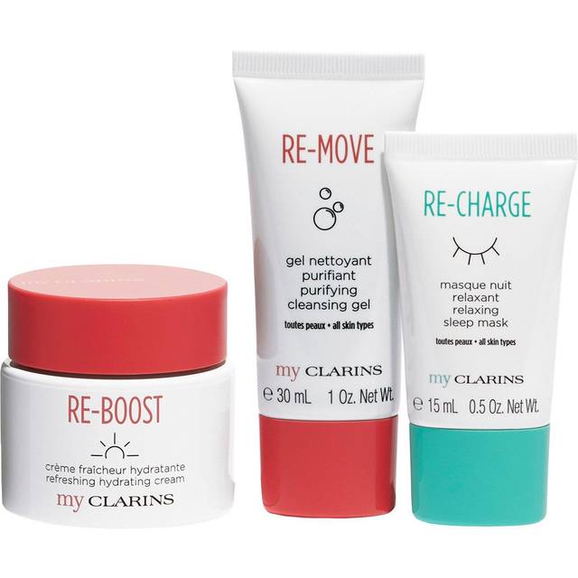 Clarins My Essentials Set Re-Boost 50ml Re-Move Cleanse Gel 30ml, Re-Charge 15ml