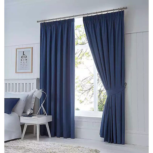 Room Darkening Thermal Curtains - Blue (Width 168 x Drop 183 cm)